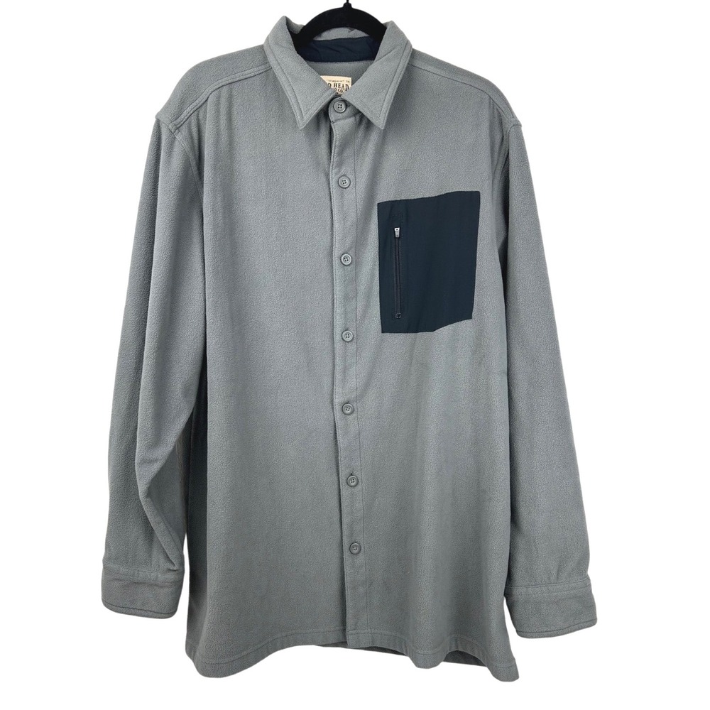 RedHead Gray Fleece Shacket Mens XL Shirt Jacket Long Sleeve Button Up Pocket